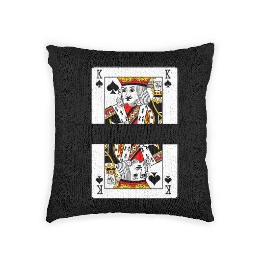 Playing card spades king with banner space Woven Pillows