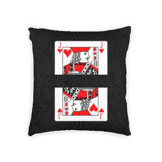 Playing card jack of hearts with banner space Woven Pillows