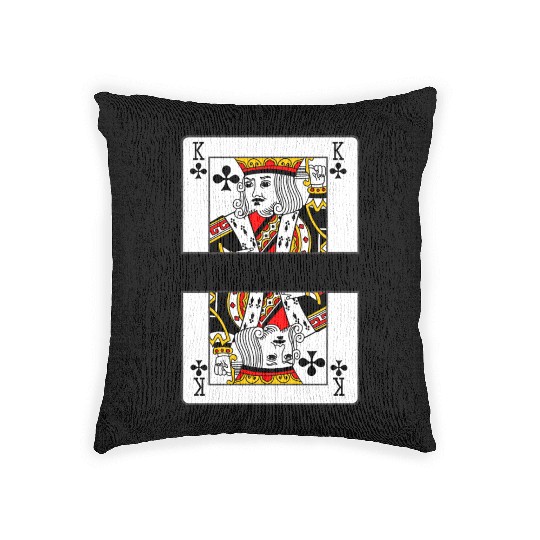 Playing card clover king with banner space Woven Pillows