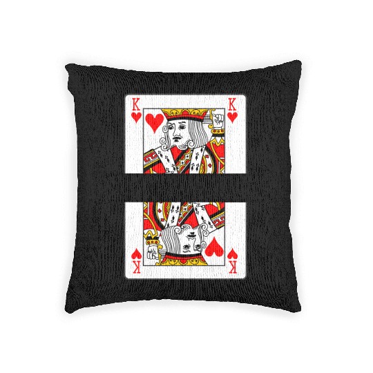 Playing card hearts king with banner space Woven Pillows