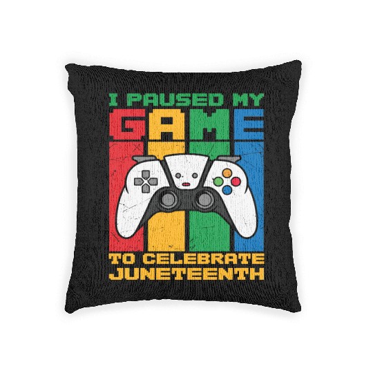 I PAUSED MY GAME TO CELEBRATE JUNETEENTH Woven Pillows