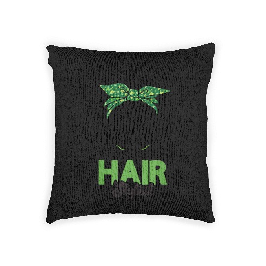 Hairstylist St Patrick's Day Shamrock Messy Bun Woven Pillows