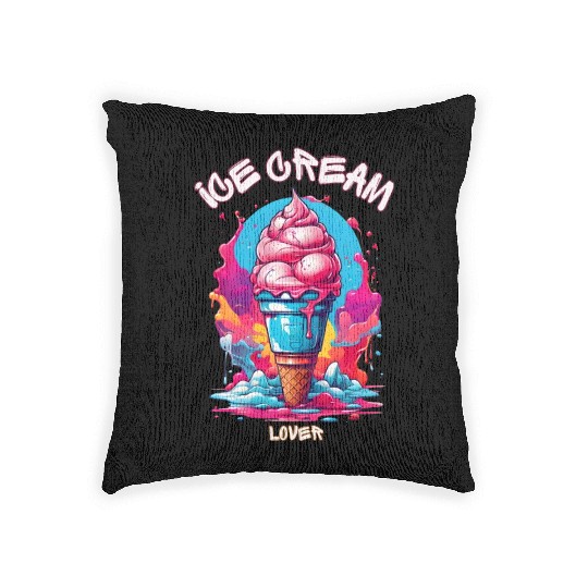 ice cream lover Woven Pillows