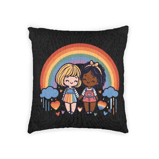 Cute Lesbian Sapphic Whitey Melanin Rainbow Pride Woven Pillows