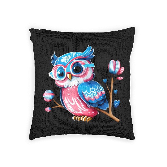 Red White and Blue Owl Woven Pillows
