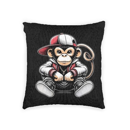 Woven Pillows Funny of a monkey dressed as rap