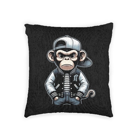 Woven Pillows Funny of a monkey dressed as rap