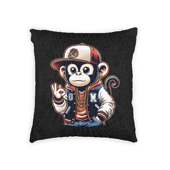 Woven Pillows Funny of a monkey dressed as rap