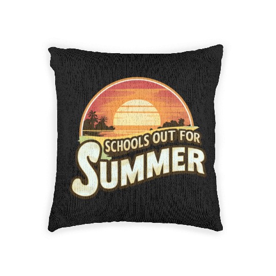 Retro Schools Out For Summer Last Day Of School Woven Pillows