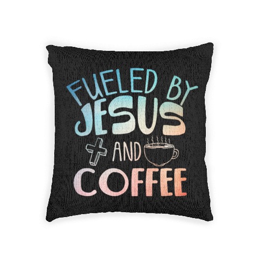 Cool Coffee Jesus Art Christian Coffee Lover Woven Pillows