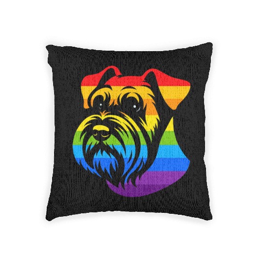 Miniature Schnauzer Rainbow LGBT Gay Pride Lesbian Woven Pillows