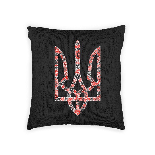 Ukraine trident Tryzub in red and black colors Woven Pillows