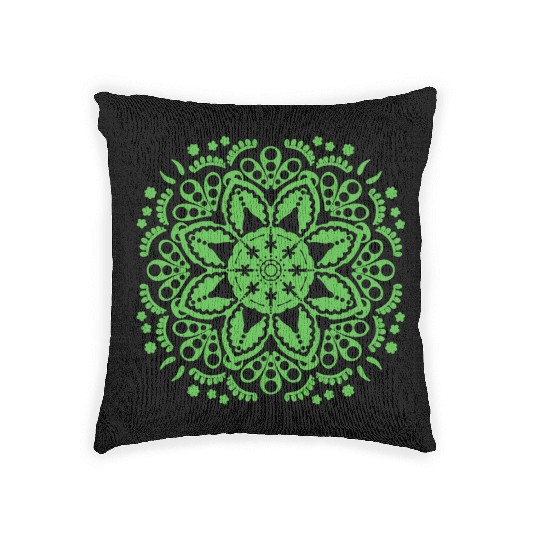 Green floral lace pattern Woven Pillows