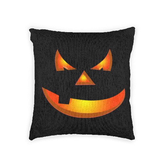 Happy Halloween Pumpkin Face Woven Pillows