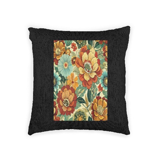 Timeless Blossoms: A Vintage Floral Tapestry Woven Pillows