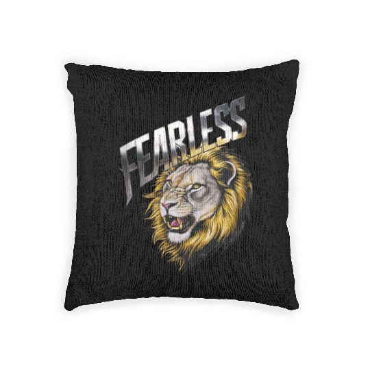 Fearless lion ,Lionhearted Embrace the Fearless Woven Pillows