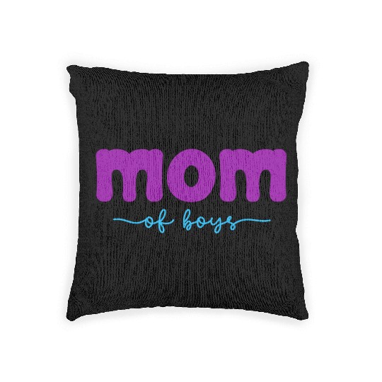 Mom of Boys in Teal and Purple Woven Pillows