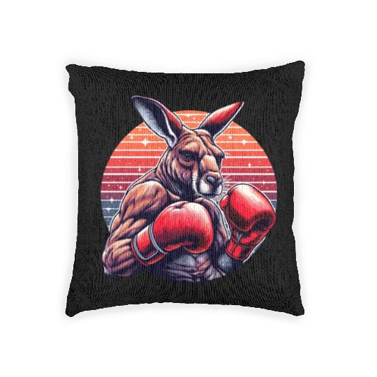 Funny Kickboxing Or Boxing Humor Sport Kangaroo Woven Pillows