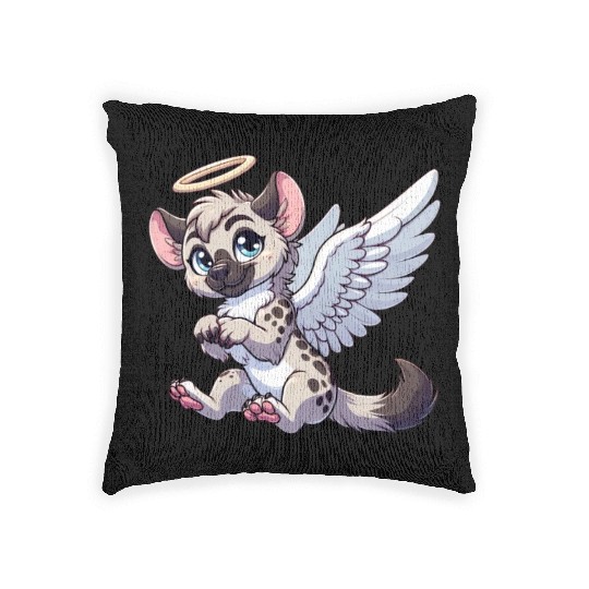Hyena angel wings halo Woven Pillows