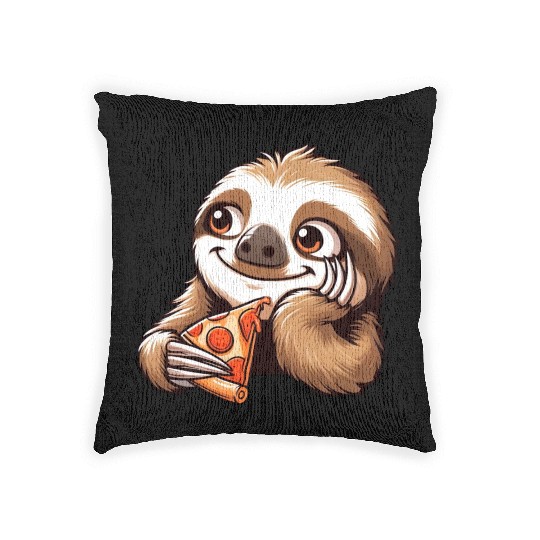 Sloth Pizza Pizza Lover Fast Food Woven Pillows