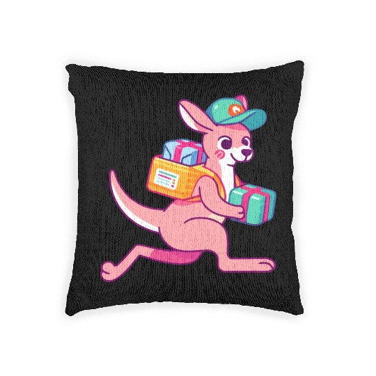 Speedy Delivery: Kangaroo Courier Woven Pillows