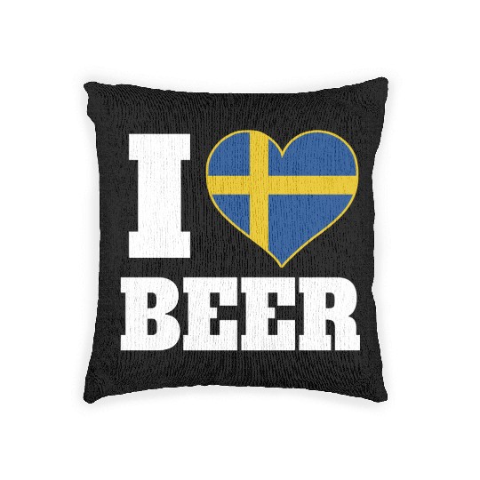 I Love Beer And Sweden Patriotic Expression Woven Pillows