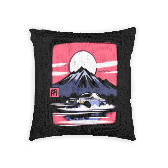 Japan Red Sun Mountain Racer Woven Pillows