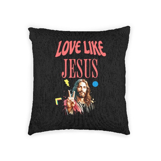 Love Like Jesus Modern Jesus Face Woven Pillows