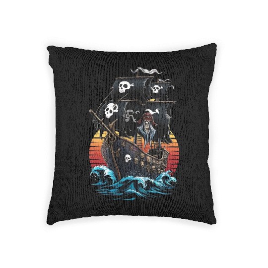 Creepy Sailing Ship Woven Pillows