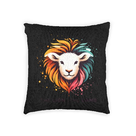 The Lion And The Lamb Abstract Art Design Woven Pillows