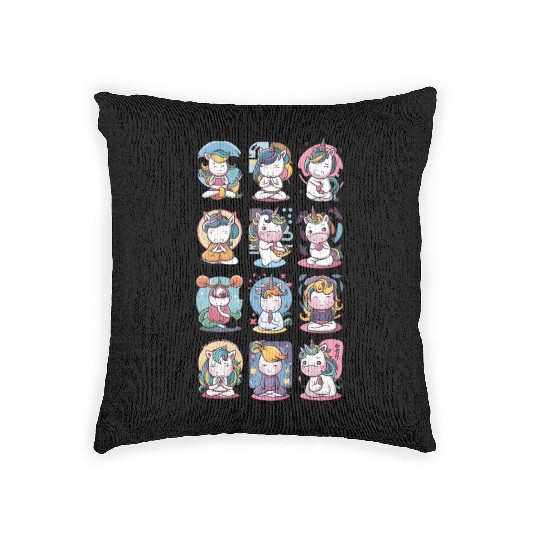 Enchanting Unicorn Yoga Poses Collection Woven Pillows
