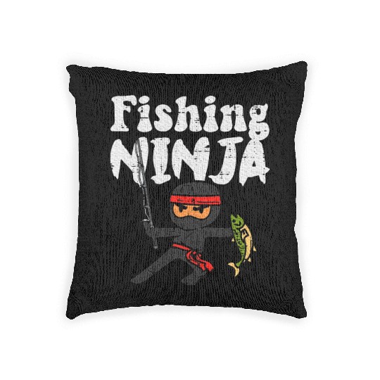 Fishing Ninja Fish Lover Toddler Youth Woven Pillows