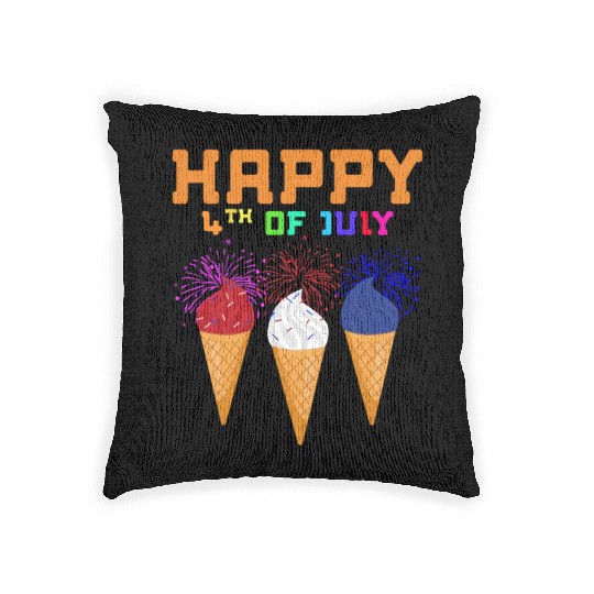 Celebrate Independence Day with Fireworks Ice Crea Woven Pillows