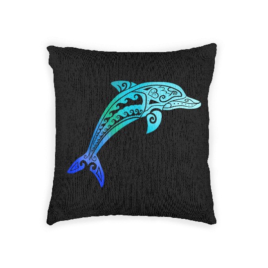 Jumping Dolphin Tribal Woven Pillows