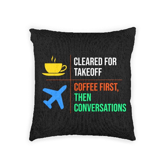 Air Traffic Controller Coffee ATC Aviation Humor Woven Pillows
