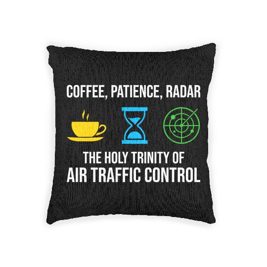 Air Traffic Controller Coffee ATC Aviation Humor Woven Pillows
