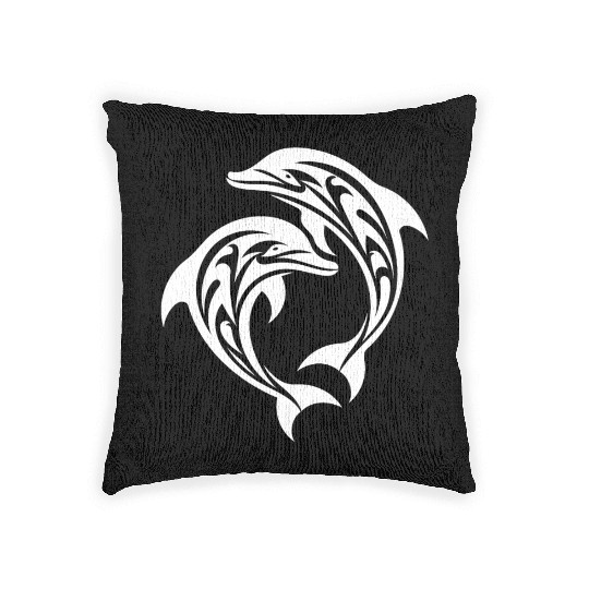 T Tattoo Dolphins Leaping Porpoises Woven Pillows