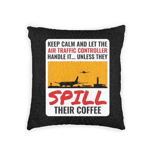 Air Traffic Controller Coffee ATC Aviation Humor Woven Pillows