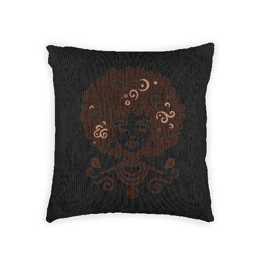 an African girl shining in harmony natural Woven Pillows