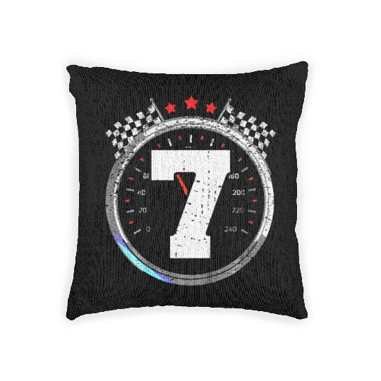 Kids 7th Birthday Boy 7 Seventh Race Car Birthday Woven Pillows