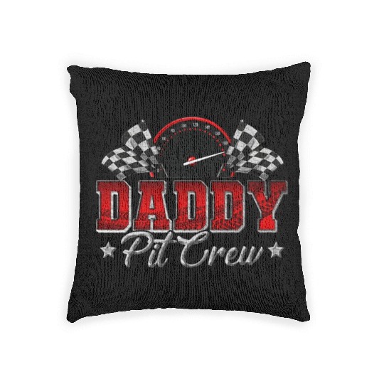Pit Crew Race Car Racing Daddy Family Birthday Woven Pillows