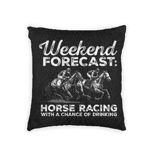 Weekend Forecast Horse Racing with a Chance Woven Pillows
