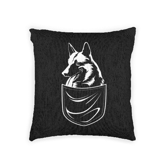 Cute Dog In Pocket Belgian Malinois Woven Pillows