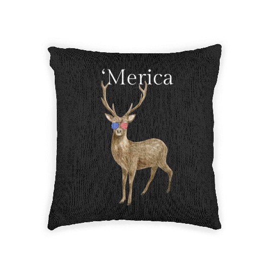 Merica Deer American Sunglasses Woven Pillows
