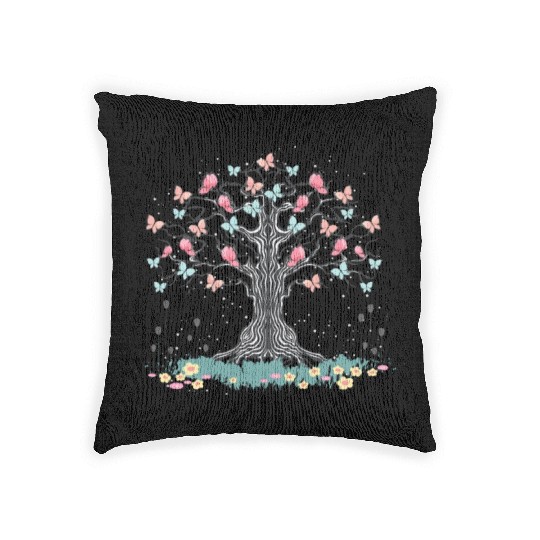 Floral Nature Beautiful Insect Butterfly Tree Butt Woven Pillows