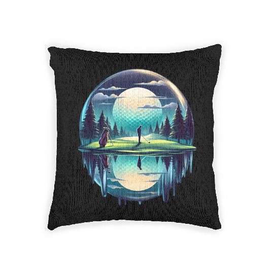 Night Golfer Escape Golfing Twilight Fairway Woven Pillows