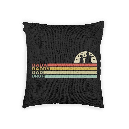 Men Dada Daddy Dad Bruh Fathers Day Vintage Woven Pillows