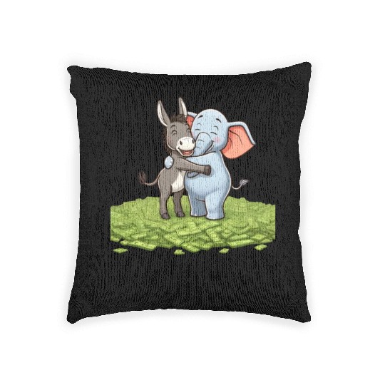 Funny Republican Party Elephant Democratic Donkey Woven Pillows
