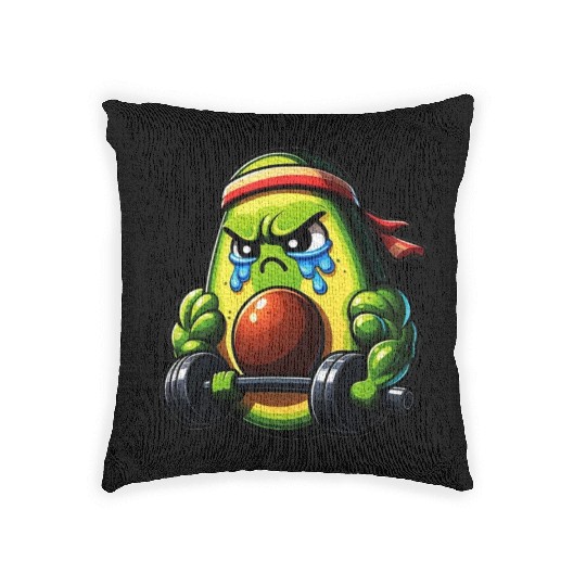 Weightlifing Fitness Workout Gym Avocado Woven Pillows