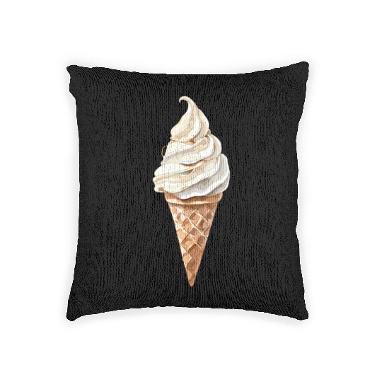 Swirled Vanilla Ice Cream Cone Delight Woven Pillows